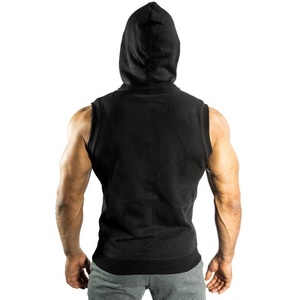 Sweat-shirt à capuche sans manches pour homme, style tank, vêtements de fitness, séchage rapide, entraînement, course à pied, musculation, activité physique - Product Image 2