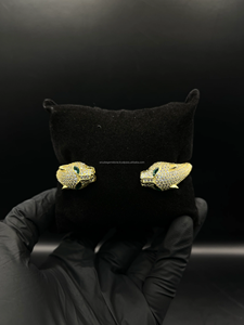 Nuevo estilo chapado en oro 925 Starling Silver y Bling Moissanite Diamond Hip Hop Leopard Bangle para mujeres y hombres joyería - Product Image 3