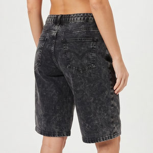 Shorts en jean délavé pour homme, style streetwear, avec cordon de serrage à la taille - Product Image 4