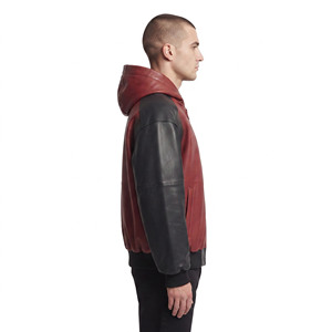 Sudadera con capucha de cuero oversize para hombre con cremallera, bolsillos laterales y estilo holgado de manga larga - Product Image 3