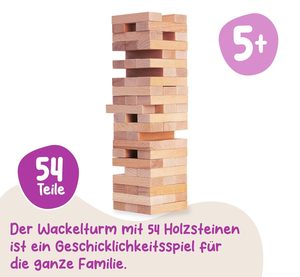 Tour de blocs en bois à empiler, jeu classique, design en bois sculpté - Product Image 2