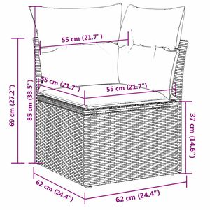 Conjunto de Sofás Modulares Medianos de Ratán PE Gris para Jardín, Muebles de Patio con Estilo y Comodidad - Product Image 4
