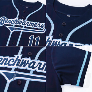 Maillot de baseball personnalisé, dégradé, avec nom et numéro brodés, pour hommes, femmes et jeunes, bleu marine et bleu poudre, authentique - Product Image 6