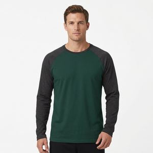 Camiseta de Manga Raglán para Hombre, Cuello Redondo, Estampado Gráfico, Ribete en Contraste, Tejido Casual, 100% Algodón, Corte Regular, 220 Gramos, Antiarrugas - Product Image 6