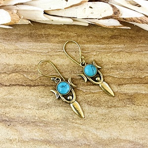 Pendientes Colgantes Boho Goddess Favoritos del Mercado, Gotas Celestiales de Latón para Mujer, Chapados en Oro de 18k, Chapados en Plata, Turquesa, Luna Tribal - Product Image 4
