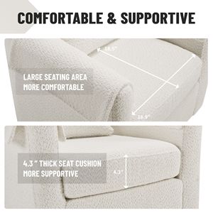 Poltrona Moderna in Ciniglia con Poggiapiedi, Sedia Girevole da Soggiorno con 2 Copribraccioli e Cuscino Posteriore Rimovibile - Product Image 4