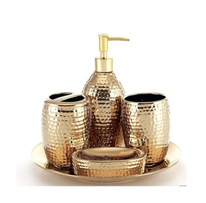 Ensemble d'accessoires de salle de bain en métal élégant, écologique et luxueux pour la décoration et l'organisation du comptoir - Product Image 2
