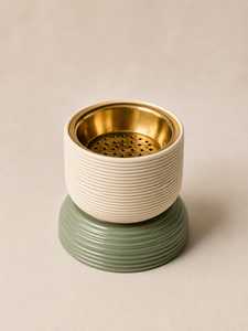 Metal Incense Burner Gold Inner Lid Hand-made Aromatic <b>Diffuser</b> All-Season Use Ribbed Bakhoor Burner Luxury B Indian Exporte - Product Image 1