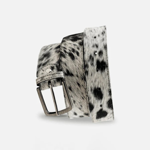 Cinturón de Cuero Genuino con Pelo de Vaca, Hebilla Personalizada, Diseño de Moda, Patrón de Vaca Dorado, Cinturones de Pelo Real para Mujer - Product Image 1