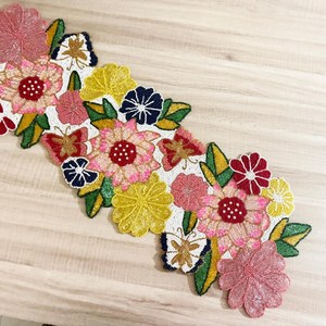 Floral Embroidered Fabric <b>Table</b> Runner Bohemian Handmade Mat Decorative Placemat for <b>Table</b> Centerpiece - Product Image 2