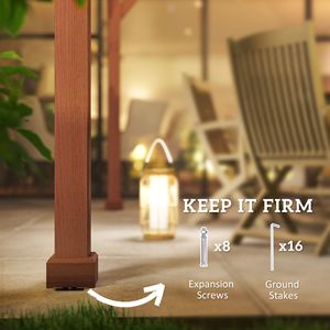 Pergola Moderna in Legno 3,35m x 3,78m, Elegante Gazebo da Esterno per Patio, Terrazza, Giardino, Prato, Pergolato per Vigneti - Product Image 5
