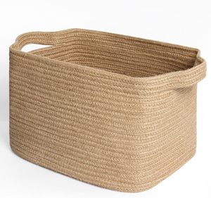 Rope <b>Storage</b> <b>Basket</b> <b>Rectangle</b> With Handles Rustic Style for Home Sundries Organization - Product Image 1