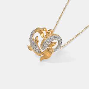 Collar con Colgante de Diamante Cultivado en Laboratorio con Diseño Floral en Espiral en Oro Amarillo - Product Image 3