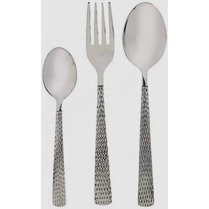 Portugal élégant argent mat fourchette cuillère couverts moderne plein rond martelé nouveau Design poignée couteaux et cuillère fourchette couverts ensemble - Product Image 5