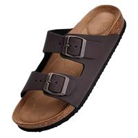 Sandal Kulit Sapi Pria dengan Tali di Pergelangan Kaki, Ujung Bulat, Nyaman, Kasual Musim Panas, Pasokan Global, Produsen OEM