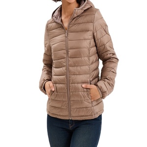 Women’s Lightweight Water-Repellent Hooded Down <b>Jacket</b> Sand Slim Fit Winter Warm Puffer Coat Stylish Outdoor Wear New Trendy - Product Image 1