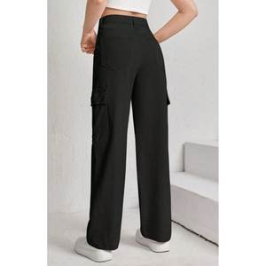 Pantalon cargo en denim noir Y2K coupe ample pour femme, taille haute, extensible, multipoches, style utilitaire décontracté, streetwear, tailles 26 à 40 - Product Image 5