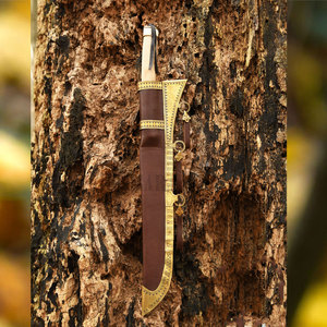 Cuchillo Vikingo de Acero de Damasco Premium, Hoja Fija, Mango de Madera Natural y Hueso, Cuchillos para Campismo al Aire Libre - Product Image 4