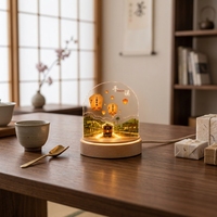 Lampe aromatique LED de la gare de Pingxi à Taïwan avec base en bois, veilleuse en pierre aromatique aux huiles essentielles, souvenir scénique personnalisé