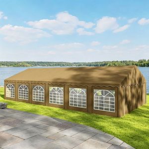 Tenda per Feste da Esterno Resistente 20x40FT con Finestre UPF30+ Doppio Strato in PVC Telaio in Acciaio Zincato Marrone - Product Image 3