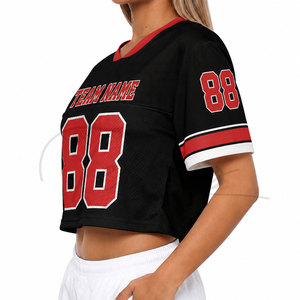 Camiseta de fútbol americano oversize personalizada de moda urbana para mujer, camiseta corta de malla holgada, camisetas de fútbol americano personalizadas para mujer - Product Image 2