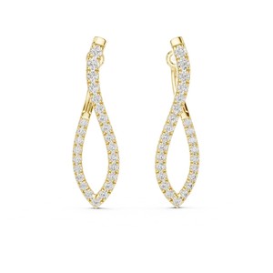 Boucles d'oreilles pendantes de luxe en or 18 carats plaqué or avec diamants de laboratoire et pierres étincelantes pour femmes, pour les fêtes et les mariages - Product Image 1