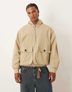 Men's Hooded Windbreaker <b>Jacket</b> Solid Color Zipper Closure Sporty Casual Outdoor Wear Spring Polyester Material - Product Image 2