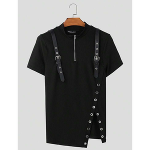 Camiseta de diseñador con cremallera y corte ajustado para hombre, con detalle de correa con hebilla - Product Image 2