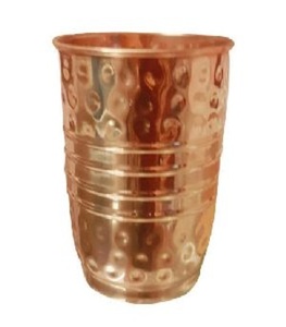<b>Copper</b> drinking glass handcrafted finish ayurvedic wellness drinkware eco reusable durable for home kitchen <b>table</b> use - Product Image 1