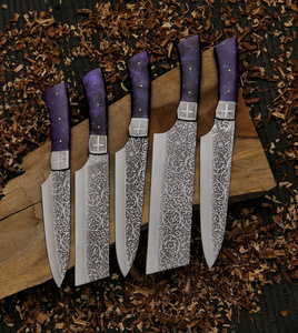 Etched Damascus Steel Kitchen <b>Knife</b> <b>Set</b> 5 Pieces Resin Handle Eco-Friendly Handmade Satin Finish Chef <b>Knife</b> Ornamental - Product Image 6