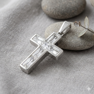 จี้เงินสไตล์ไขว้สุดอินเทรนด์พร้อมอัญมณี CZ เครื่องประดับแฟชั่น - Product Image 3
