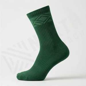 Green Crew <b>Socks</b> Geometric Pattern Breathable Knitted Regular Style Adult Casual Daily Use - Product Image 3