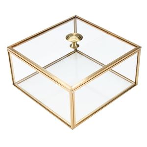 Stylish Metal And Glass Jewelry Box Organizer With <b>Mirror</b> Base For Displaying Rings Earrings And <b>Small</b> Accessories - Product Image 1