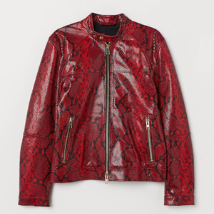 Chaqueta de Cuero con Estampado de Pitón para Hombre, Chaqueta de Motociclista de Cuero de Alta Calidad, Ropa Exterior de Moda Masculina de Lujo, Fabricación Personalizada OEM - Product Image 1
