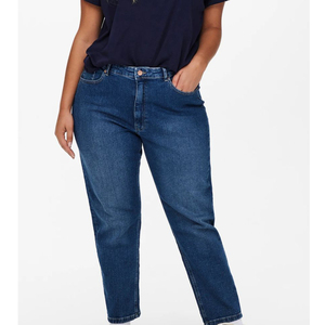 Vaqueros de mezclilla de corte bootcut para mujer, de moda, de alta calidad, con logo personalizado, tiro medio, elásticos, transpirables, antiarrugas, ecológicos, para verano. - Product Image 1