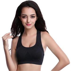 Sujetador Deportivo de Malla Transpirable para Mujer, Soporte Medio, Top de Fitness para Entrenamiento, Diseño Sin Costuras de Color Sólido - Product Image 2