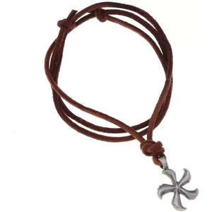 Vintage Alloy Windmill Pendant Necklace with Adjustable Leather Cord for Men & Boys - Product Image 3