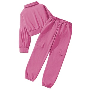 Abrigo deportivo y de ocio de manga larga para niñas con pantalones Cargo 2025 Conjunto de dos piezas de invierno para niños - Product Image 5