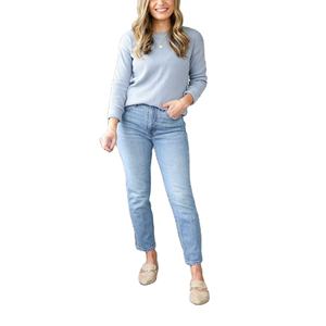 Pantalones de mezclilla ajustados de cintura alta azules de nueva moda para mujer, tallas grandes, venta al por mayor para damas, exportación desde Pakistán - Product Image 3