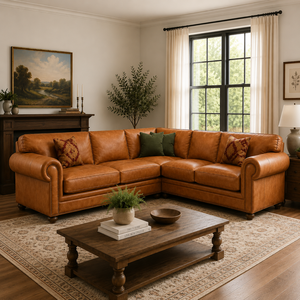 Sofá Esquinero de Cuero Estilo Chesterfield Tradicional con Comodidad Premium para Muebles de Sala de Estar - Product Image 1