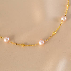 สร้อยคอมุกน้ำจืดธรรมชาติดีไซน์ระดับไฮเอนด์ สร้อยคอขนาดเล็กอเนกประสงค์ สร้อยคอเรียบง่าย น้ำหนักเบา - Product Image 4