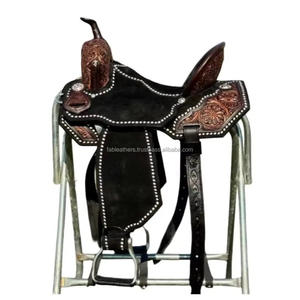 Selle en cuir véritable Siège pour cheval Selle de cheval confortable Selle de randonnée Western Pleasure pour une conduite confortable - Product Image 2