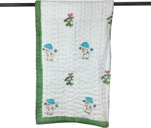 ผ้าห่มผ้าฝ้ายลายเพนกวิน ขอบสีเหลือง ใช้ได้ทุกฤดูสำหรับใช้ในบ้าน - Product Image 4