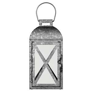 Classic Design Galvanized Metal Candle Holder <b>Lantern</b> Antique Gray Farmhouse Style Steel & Glass Indoor Home Decor <b>Lantern</b> - Product Image 1