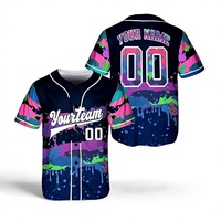 Maillot de baseball personnalisé à impression intégrale, unisexe, manches courtes, nom et numéro personnalisés, sublimation, polyester, fermeture à boutons