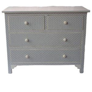 ตู้ลิ้นชัก 4 ชั้น ลายเกล็ดปลาสีเทาคุณภาพสูง เฟอร์นิเจอร์ตกแต่งบ้านสำหรับห้องนั่งเล่น  งานฝังกระดูกตกแต่ง - Product Image 5