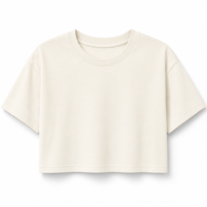 เสื้อครอปท็อปผู้หญิง แขนสั้น คอกลม สีพื้น ผ้าฝ้าย 100% ระบายอากาศ แห้งเร็ว 220 กรัม เสื้อผ้าลำลอง ฤดูใบไม้ผลิ ฤดูร้อน - Product Image 1