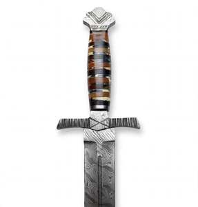 Handcrafted Damascus Steel Display Craft <b>Tool</b> Stacked Bone <b>Leather</b> Handle - Product Image 2