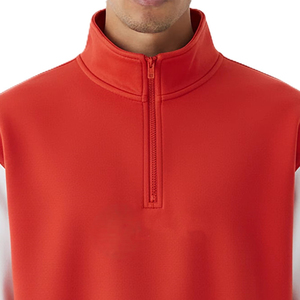 Men's Red <b>White</b> <b>Quarter</b> <b>Zip</b> Fleece Sweatshirt Stand Collar Regular Fit Casual Autumn Wear Breathable Knitted 100% Polyester - Product Image 2