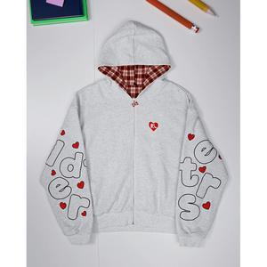 Sudaderas con capucha extragrandes de algodón polar con cremallera, personalizadas con estampado y bordado, diseño con estampado en relieve, para hombre, invierno, anti-bolitas - Product Image 4